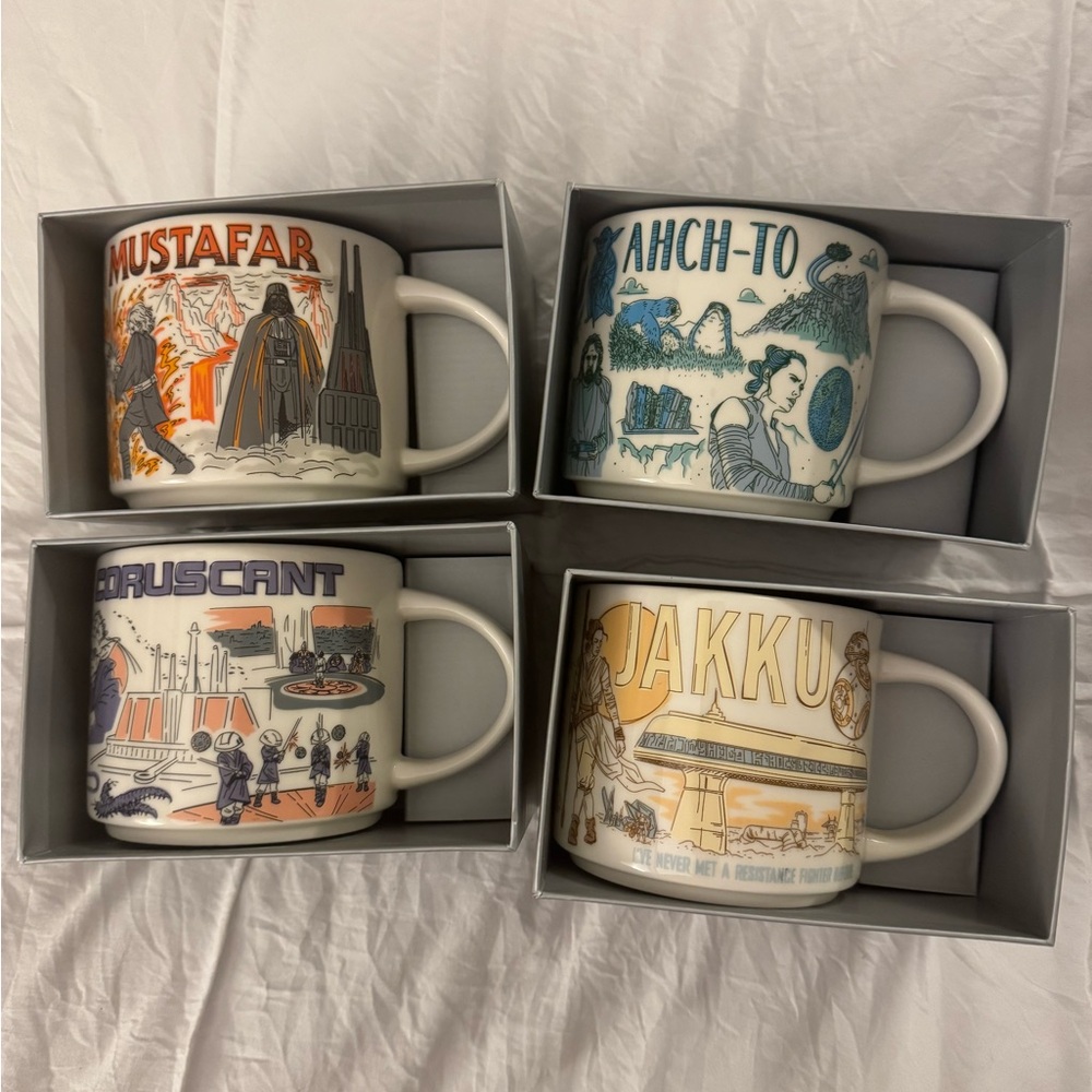 Starbucks Star Wars Mugs 2023 'Been There' Jakku Coruscant Mustafar 2022 Ahch-To